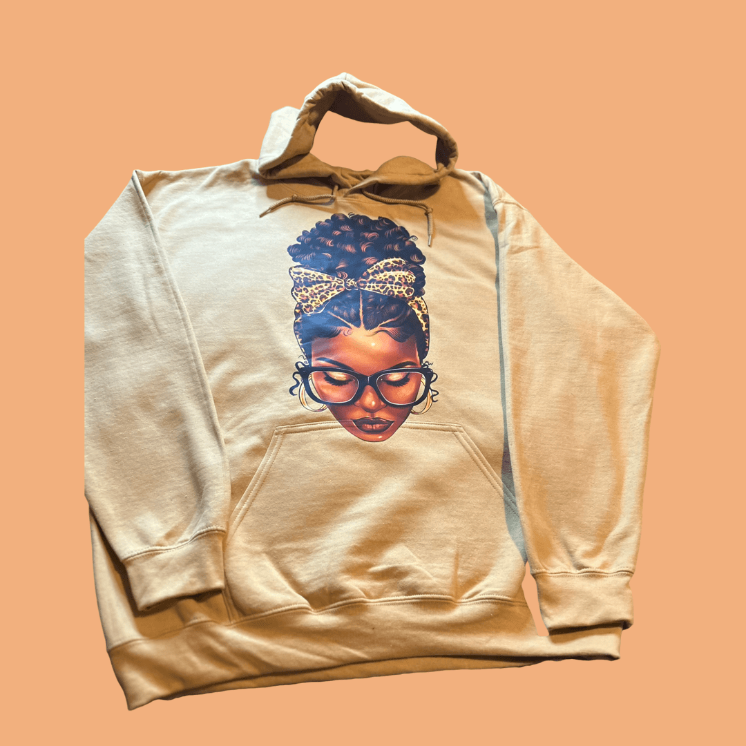 Ebony Afro Messy Bun Women's Hoodie - HaberTique Oneself LLC